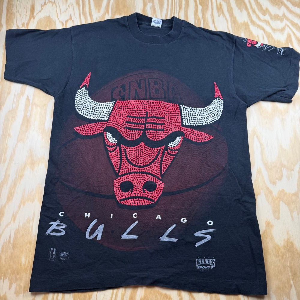 Vintage 1993 Chicago Bulls T Shirt Changes Sports NBA‎ single stitch Black L USA